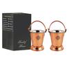 Steel Copper Hammered Design Bucket, Serveware & Tableware for Home, Hotel & Restaurants, Volume-550 ML, Set of 2
