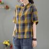 Топы женские хлопковые летние футболки больших размеров свободные винтажные клетчатые повседневные топы повседневные пуловеры футболки топы