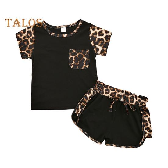Комплект из 2 предметов с леопардовым принтом для девочки, летний топ с короткими рукавами и круглым вырезом, шорты, милый костюм для сестер на каждый день, для фотосессий и вечеринок