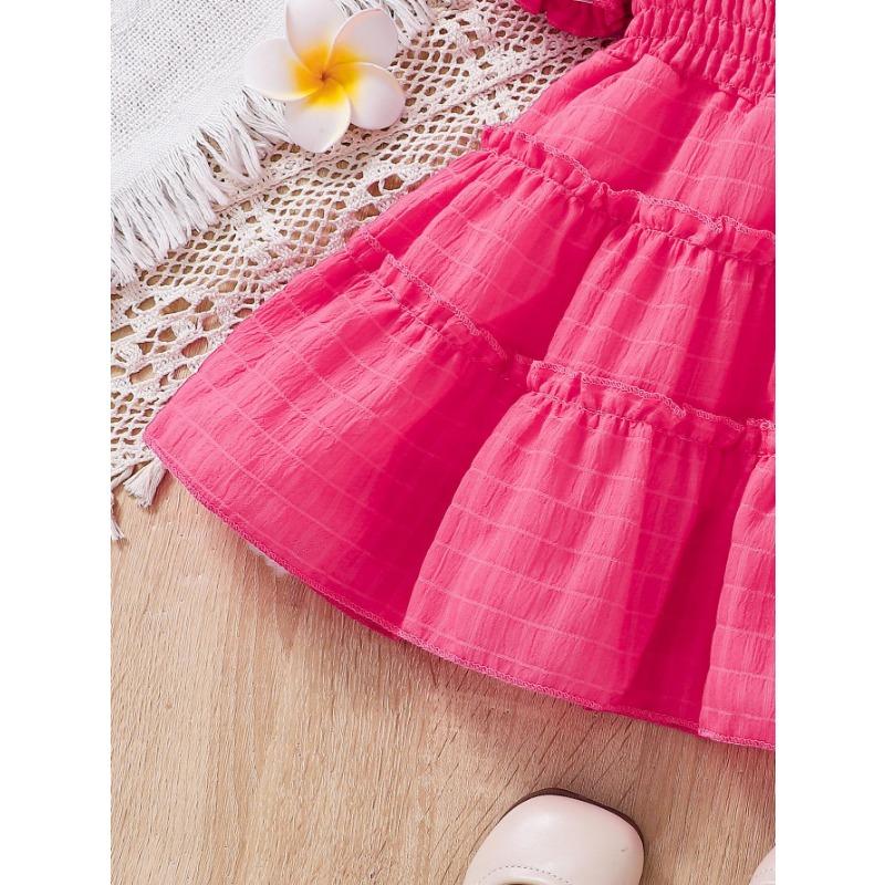 Плиссированное платье на бретельках для девочек, детское летнее повседневное платье принцессы с рукавами-бутонами, детская одежда для детей от 2 до 8 лет