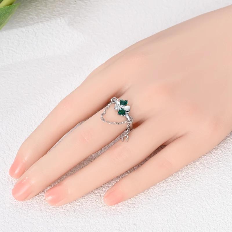 Adjustable Rings 925 Sterling Silver Shell Pearl Clover Feather Open Rings for Women Female Original Engagement Jewelry