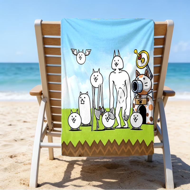 proof beach towel with a The Battle Cats pattern - soft,absorbent,quick-drying,machine washable - perfect for swimming,camping,bathing