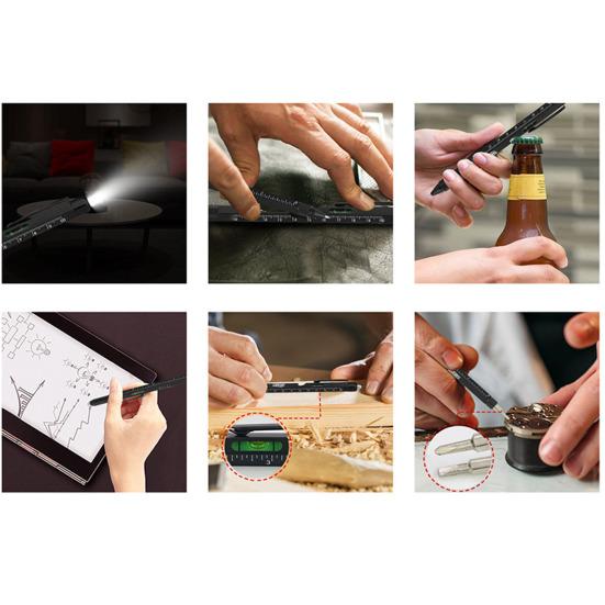 Многоцелевой инструмент ручка для мужчин светодиодная подсветка отвертка линейка стилус уровень открывалка для бутылок гаджеты 9-в-1 мультитул ручка