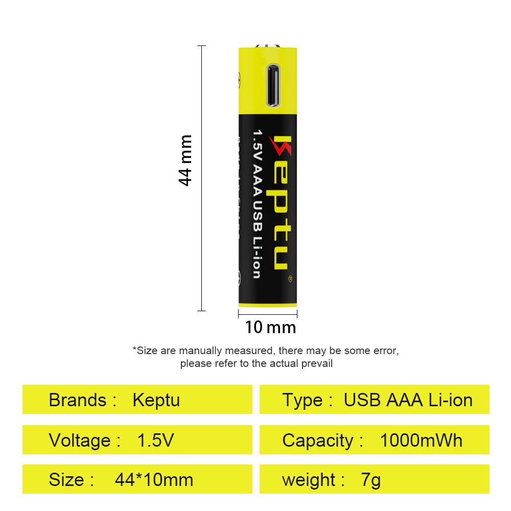 KEPTU 1000mWh 1.5V AAA перезаряжаемая литий-ионная батарея AAA 3A Bateria батареи для камеры игрушечной машины часов компьютера материнской платы