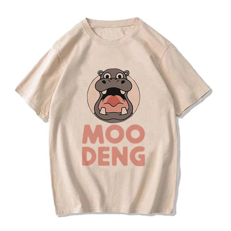 Kawaii Moo Deng Y2k T Shirt Funny Baby Hippo Tshirt Men Women Fashion Mange T-shirt Cartoon Harajuku Tee Tops Streetwear Clothes