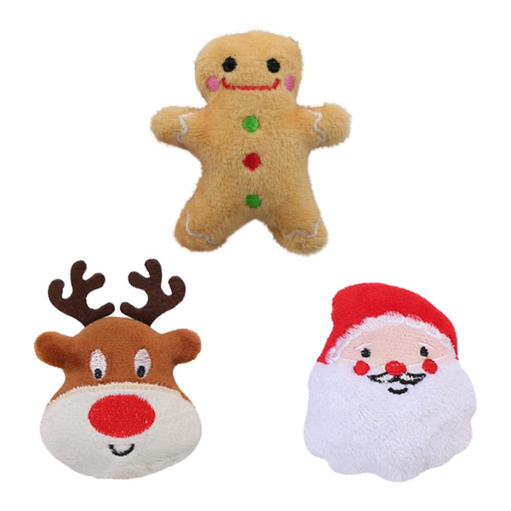Cat Toys Christmas Elk Gingerbread Man Santa Claus Plush Cat Dogs Toys Interactive Play Cat Toys Self Hi Christmas Pet Supplies
