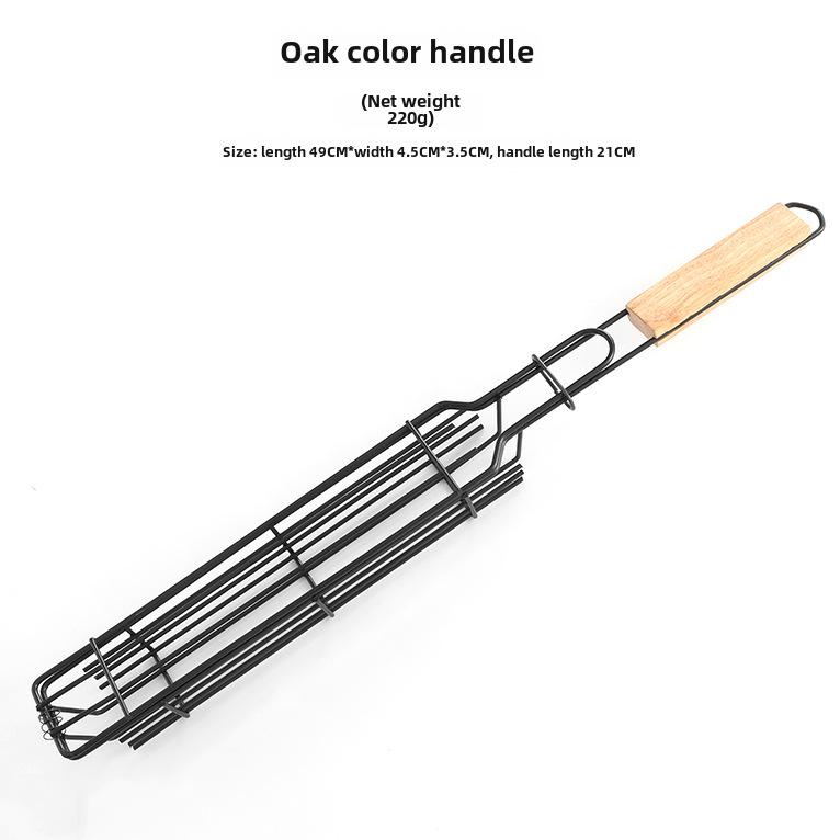 Корзина для жарки сосисок и хот-догов из нержавеющей стали для барбекю с деревянной ручкой