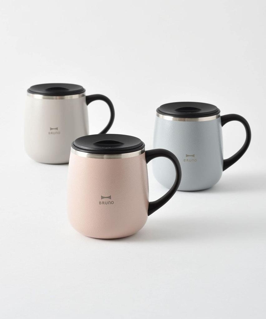 BRUNO Stainless Steel Mug with Insulates Hot and Cold Vacuum Lid, Drinks, Double-Layered Wall, Short, 320ml, Greige, BHK262-GRG