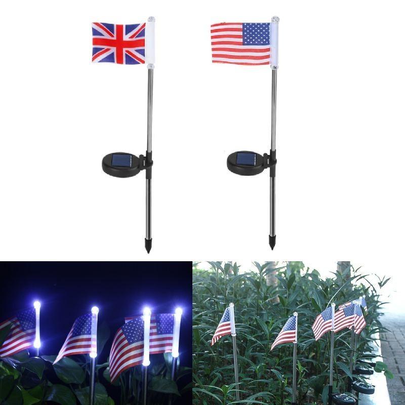 Потрясающие светодиодные солнечные садовые флаг-светильники для патриотического декора с водонепроницаемостью IP65