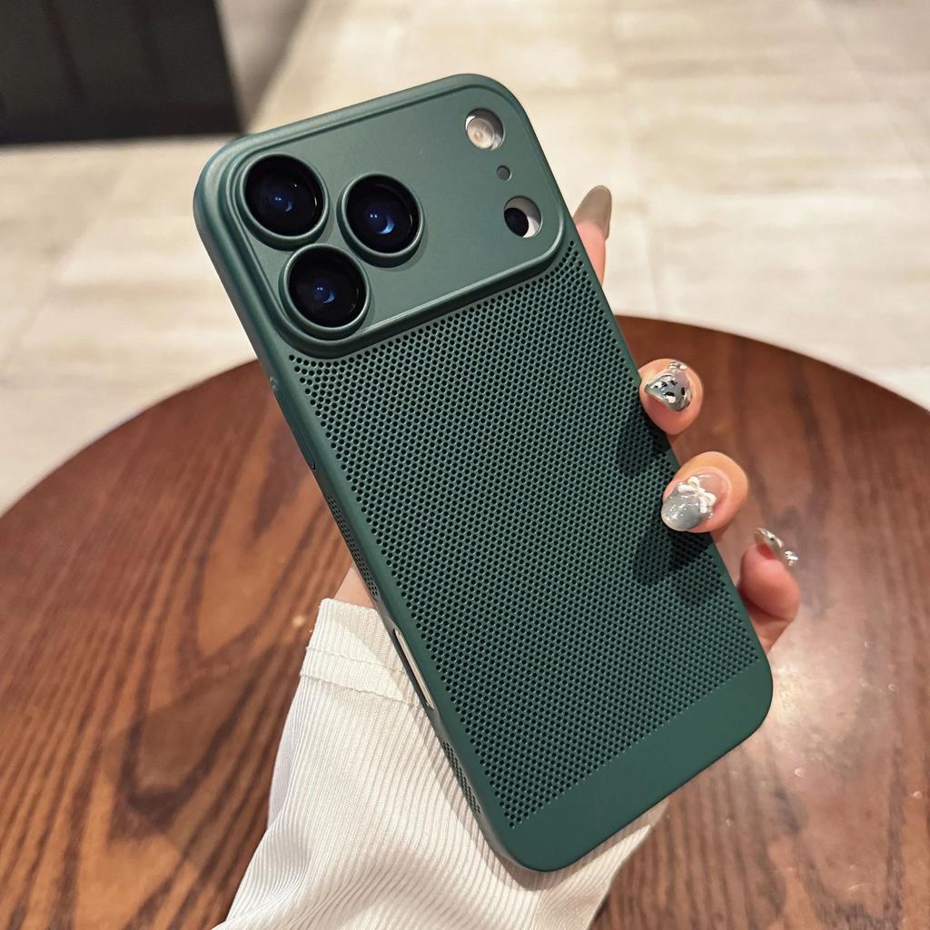 Матовый охлаждающий корпус-сетка с защитой от перегрева для iPhone 17 Air 16 16E 15 14 13 12 11 Pro Max Plus, Жесткий чехол с защитой стеклянной линзы