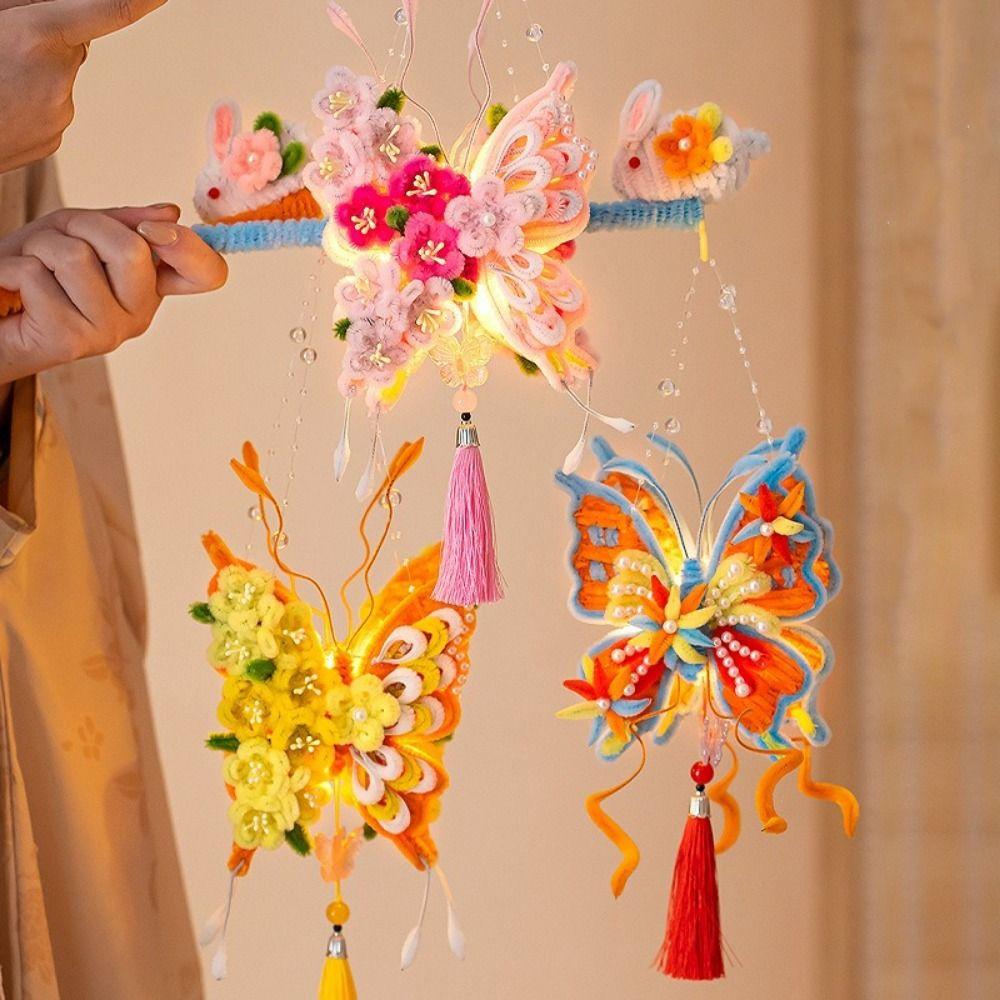 DIY Material Kit Twisted Stick Butterfly Lantern Handmade Butterfly Flower Lantern Hanfu Props