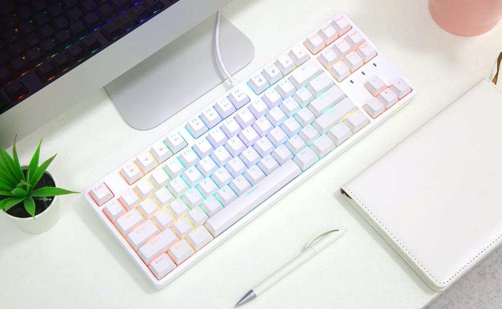 IROK FE87 Gaming Keyboard Red Axis RGB Quiet 87 Keys Tenkeyless English Layout Wired USB Mechanical Keyboard Hot Swap Compatible Floating Keyboard