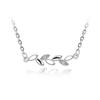 Pastoral Simple Fashion Horse Eye Olive Branch Leaf Shape Personalized Silver Plated Necklace, Female
