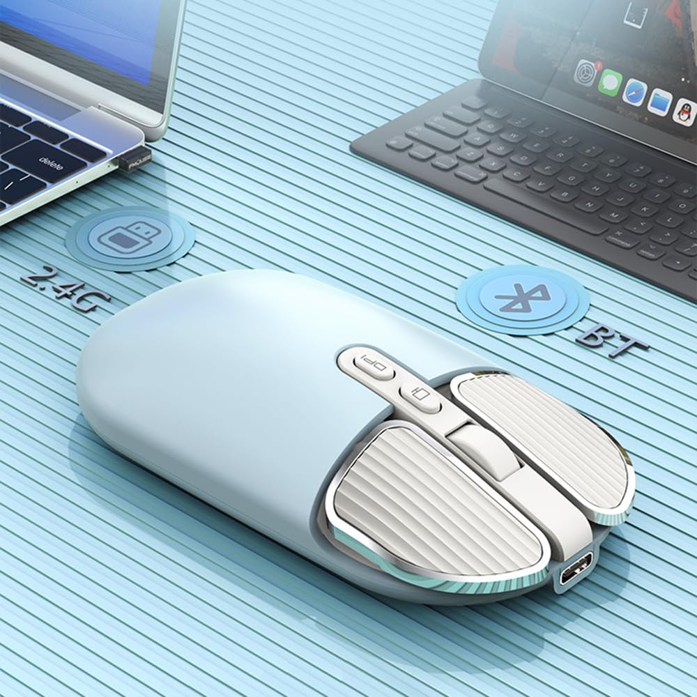 M203 USB Wireless Bluetooth Mouse Ultra Thin Quiet Rechargeable Wireless Compact Lightweight Bluetooth Compatible with Surface Tablet 5.1 iPhone/iPad