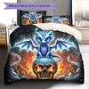 SkeletonDragon Pattern Bedding Quilt Set Quilt Cover Pillowcase Home Decoration Birthday Gift (1 * duvet cover + 2 * pillowcase, without core)