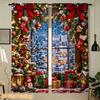2pcs Snowy Christmas Window Gifts Print Polyester Curtains, Modern Window Drapes for Privacy And Light Control, Kitchen Bedroom Apartment Use