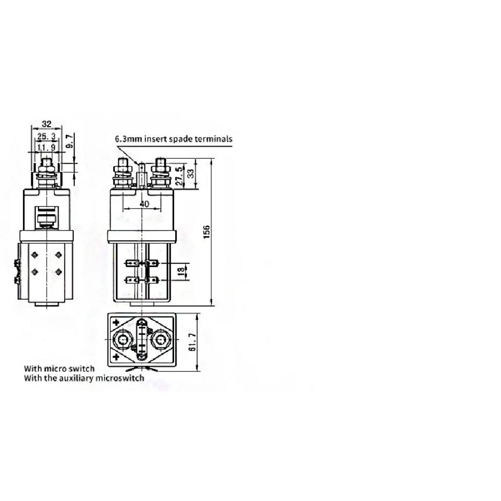 CZW400A DC Contactor Normally Open DC Contactor for Construction Machinery Telecommunication Equipment 12V 24V 36V 48V 60V 72V