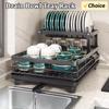 Kitchen Plate Storage Box with Drainboard Above Sink Countertop Tableware Storage Rack Tableware Drying Rack Adjustable