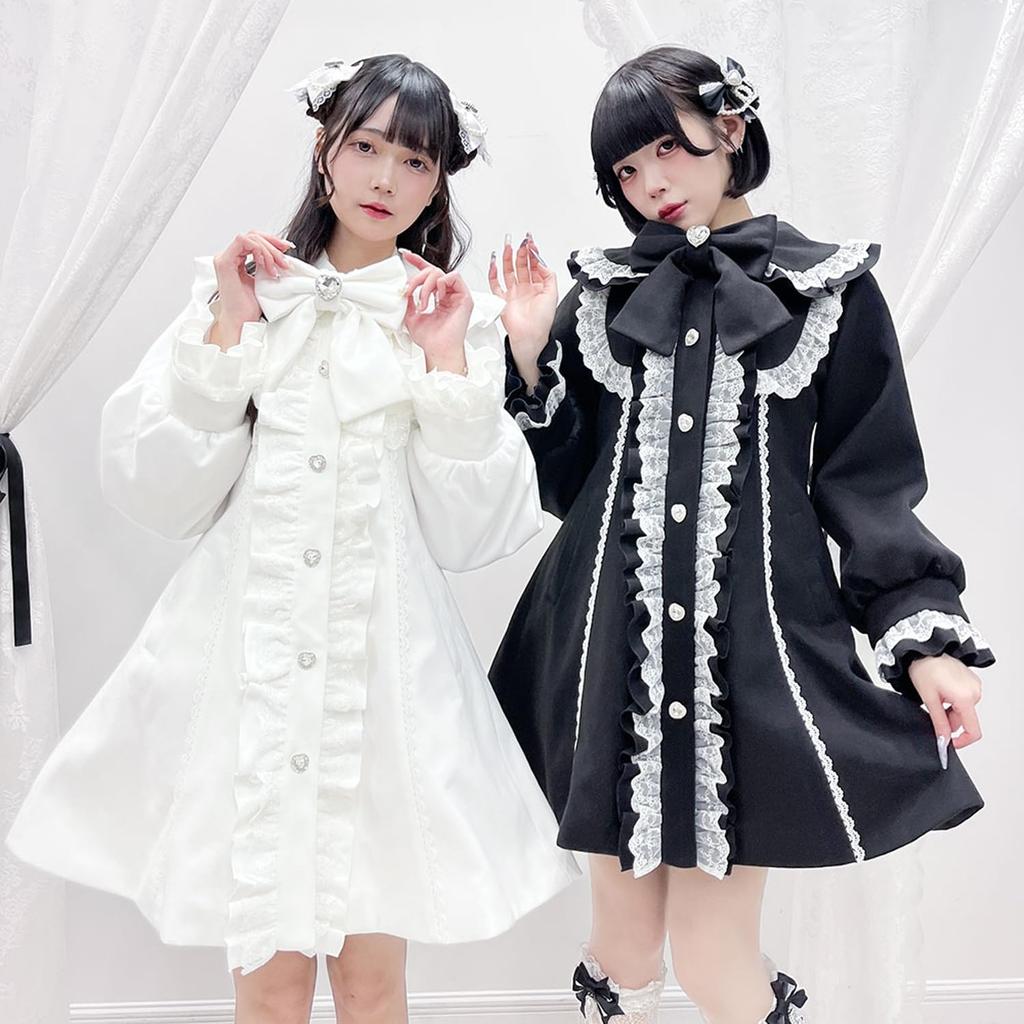Yumetenbou Mass-produced Clothing Round Collar Yoke Ribbon Frill Coat