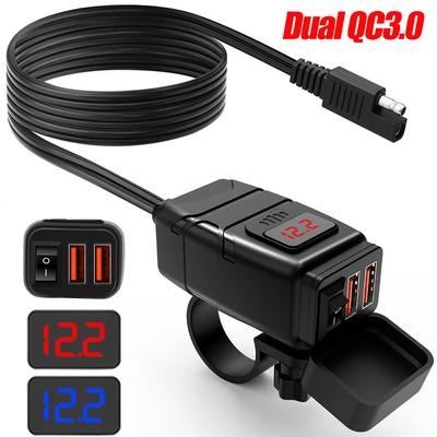 USB-зарядное устройство для мотоцикла, QC3.0 PD, быстрая зарядка, USB-адаптер, адаптер 12 В с вольтметром, аксессуары для мотоциклов