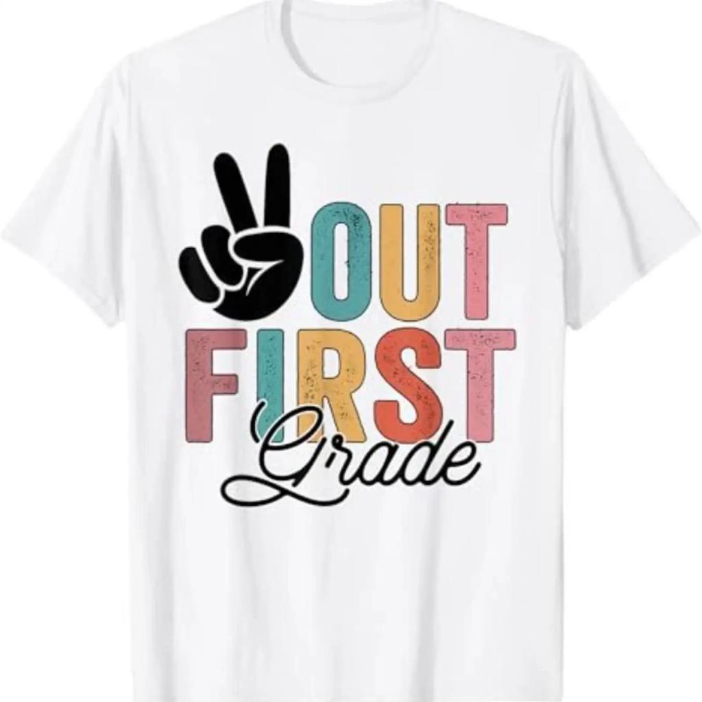 Peace Out T Shirt First Grade Last Day of School Graduation vintage Washed Stylish Stretched Unisex Soft Breathable
