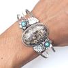 Turtela Jasper Gemstone Антикварные серебряные ювелирные изделия Браслеты-манжеты 7''Регулируемые