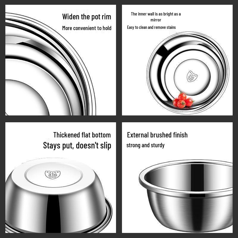 Пищевая миска из нержавеющей стали 316 - Сверхтолстая для взбивания яиц и замешивания теста.