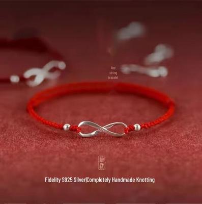 Браслет из стерлингового серебра с рыбами кои и красной нитью для женщин – На удачу, ручная работа, плетеная веревка