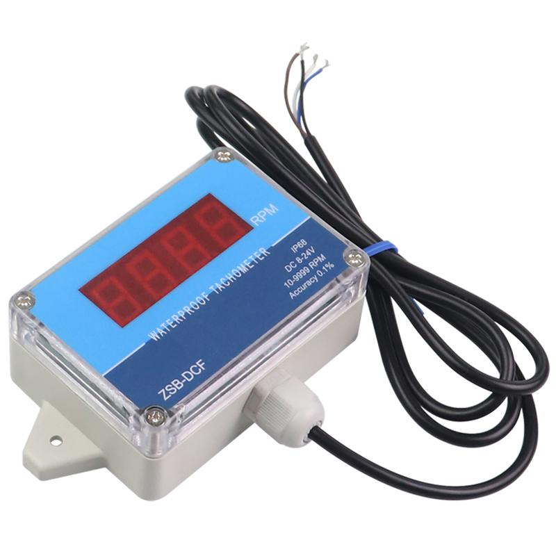 IP68 Waterproof Hall Tachometer Digital LED Motor Speed Meter Tester NPN Switch DC 8-24V 10-9999 RPM