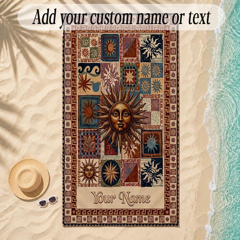 Cosmic Theme Soft Beach Towel Personalized Custom Name Text Towel Portable for Beach Pool Travel