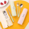 Набор столовых приборов из нержавеющей стали Simplicity Chopsticks Spoon Fork Suit Outdoor Portable Travel Cutlery Kawaii Cute Bow Cutlery Box
