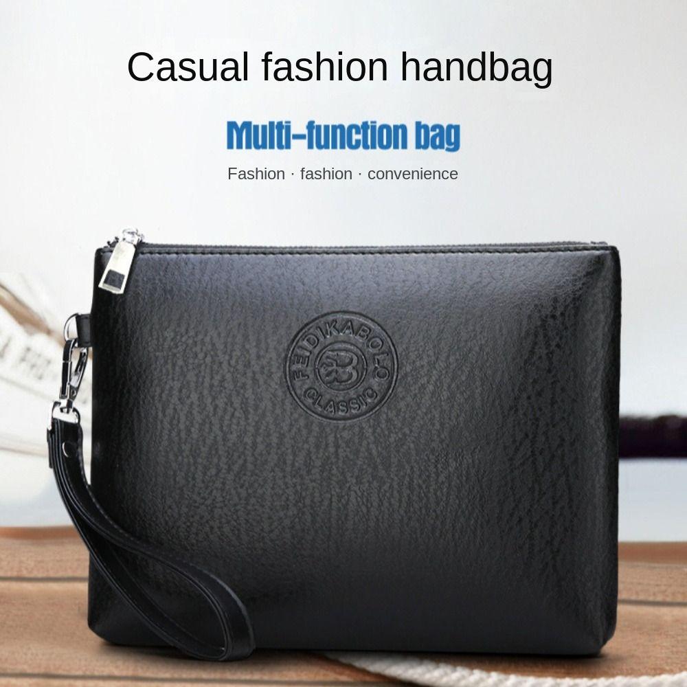 Soft Male Clutch Bag Pu Leather Toiletry Bag Practical Men's Handy Bag Outdoor