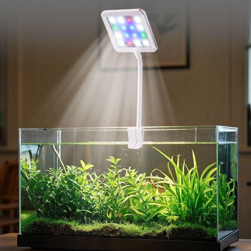 Регулируемый светильник для аквариума, вращающийся на 360°, лампа-клипса для аквариума, лампа полного спектра, аквариумные растения