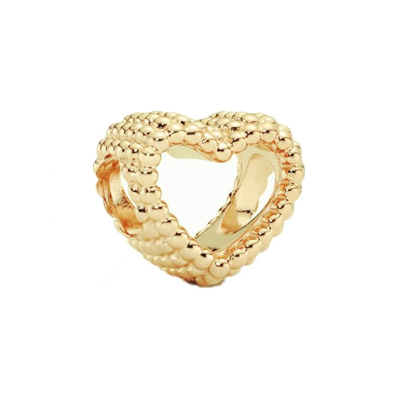 Sparking Gold Heart Clip Family Tree Dangle Charm Beads Fit Snake Silver Bracelet Necklace Beads For Diy Jewelry Women Gift