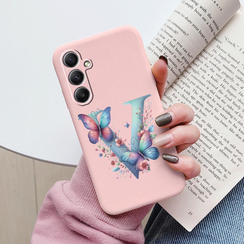 Phone Case For Samsung Galaxy A15 A25 A35 A55 A13 Colorful Letter Love Flower Butterfly Women INS Shell Fundas Bumper Soft Cover
