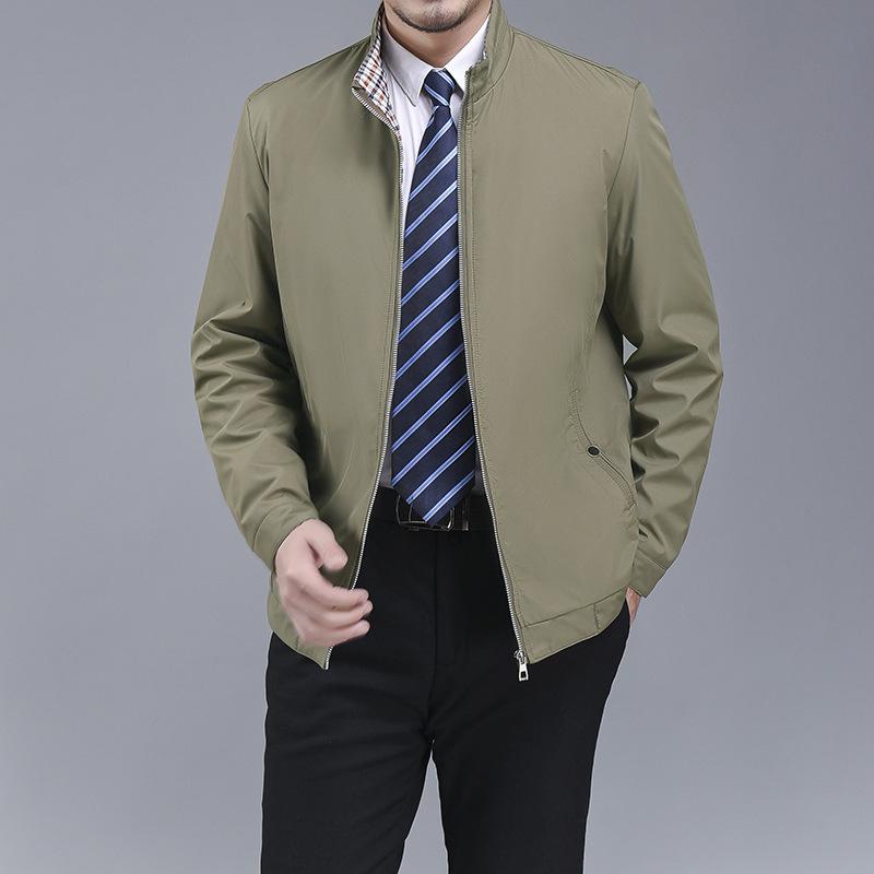 Autumn and Winter New Loose Stand-up Collar Jacket Men's Middle-aged and Elderly Jacket Thin Business Casual Jacket Men's