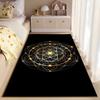 Area Rug, Golden Sacred Geometry Flower of Life Sparkles Black Print, Meditation Room Decor, Non-Slip Mat