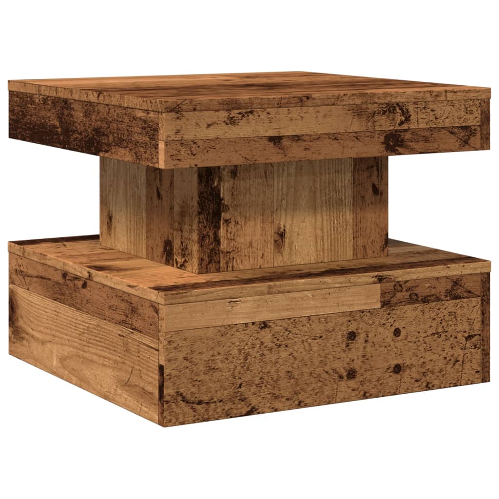 LED Coffee Table with Rustic Wood Look 50 x 50 x 40 cm