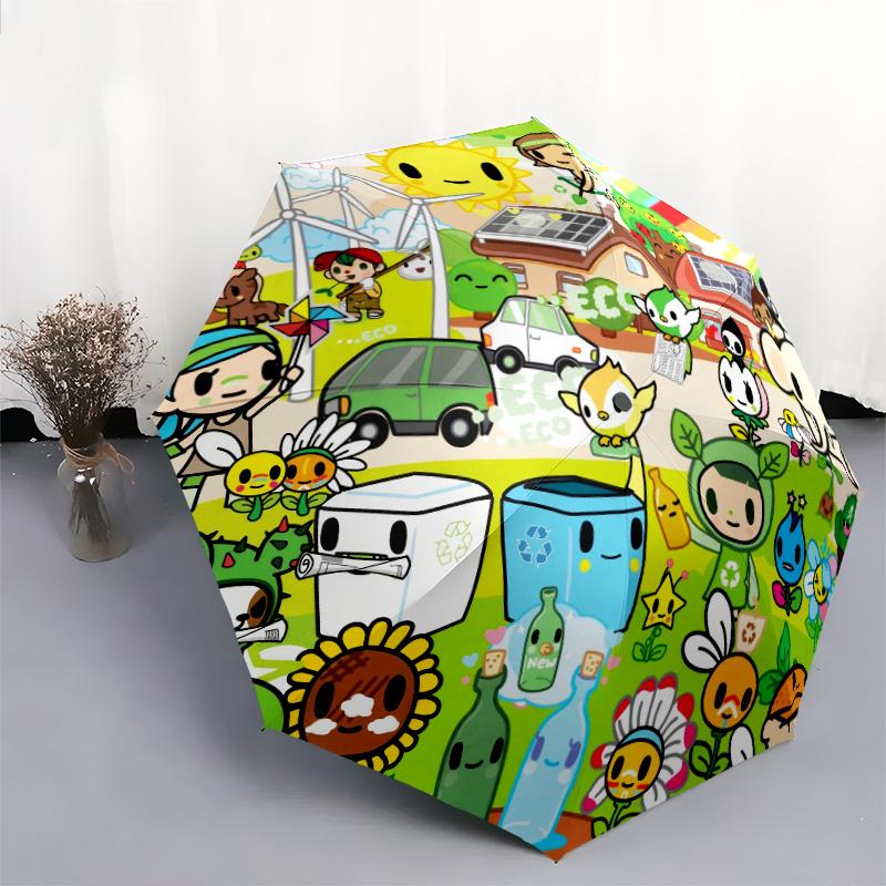 Узор TOKIDOKI, автоматический складной зонт, портативный и складной дизайн, 8 спиц, рождественский или день рождения подарок.