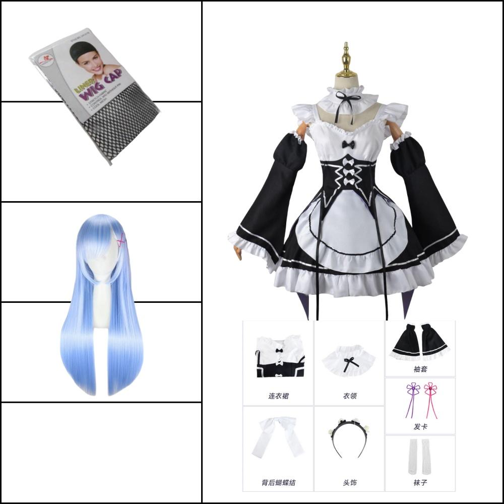 Аниме Ram Rem Lolita Maid, косплей Re Life In A Different World From Zero, костюмы, женское платье Лоли, костюм для вечеринки на Хэллоуин