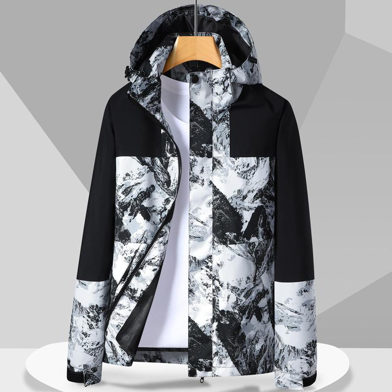 New Single-layer Jacket Trendy Breathable Outdoor Thin Jacket Removable Cap Windproof Waterproof Trench Coat Men