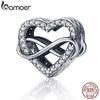 BAMOER Authentic 100% 925 Sterling Silver Endless Love Infinity Love Charms Beads Fit Women Bracelet