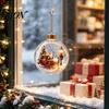 Decorative Acrylic Holiday Spheres 3D Christmas Faux Crystal Ball Ornament, Lighted Reindeer Sleigh LED Pendants Snow Scene Hanging Decor for
