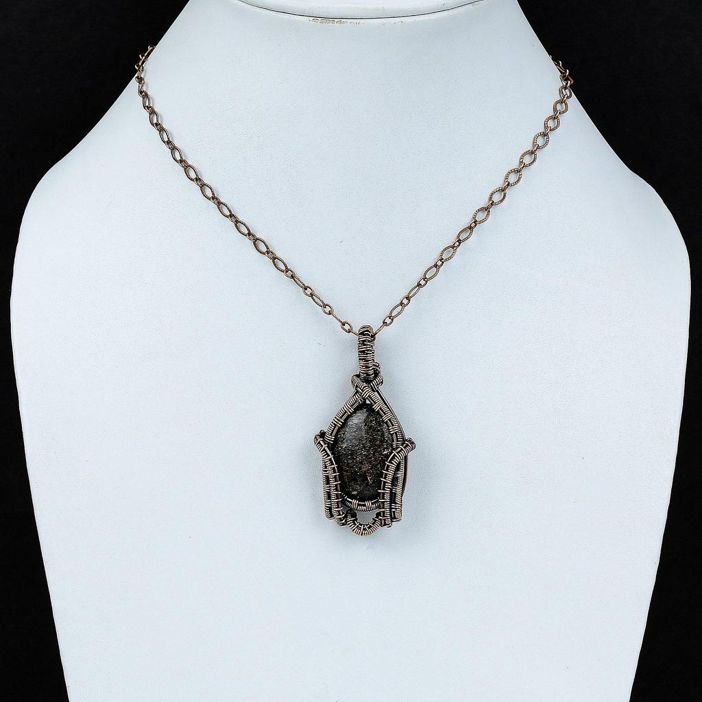 Dinosaur Bone Pendant Copper Wire Wrapped Pendant Original Gemstone Pendant Dinosaur Bone Jewelry Handmade Pendant Copper Jewelry For Gift