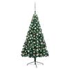 Maison Exclusive - Demi-arbre de Noël artificiel pré-éclairé et boules vert 150 cm