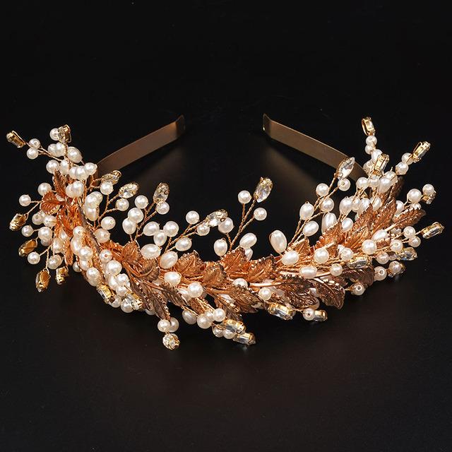 Trendy Preal Rhinestone Bridal Crown Luxury Alloy Leaf Wedding Hair Accessories For Women Brides Headdress Handmade Headpiece