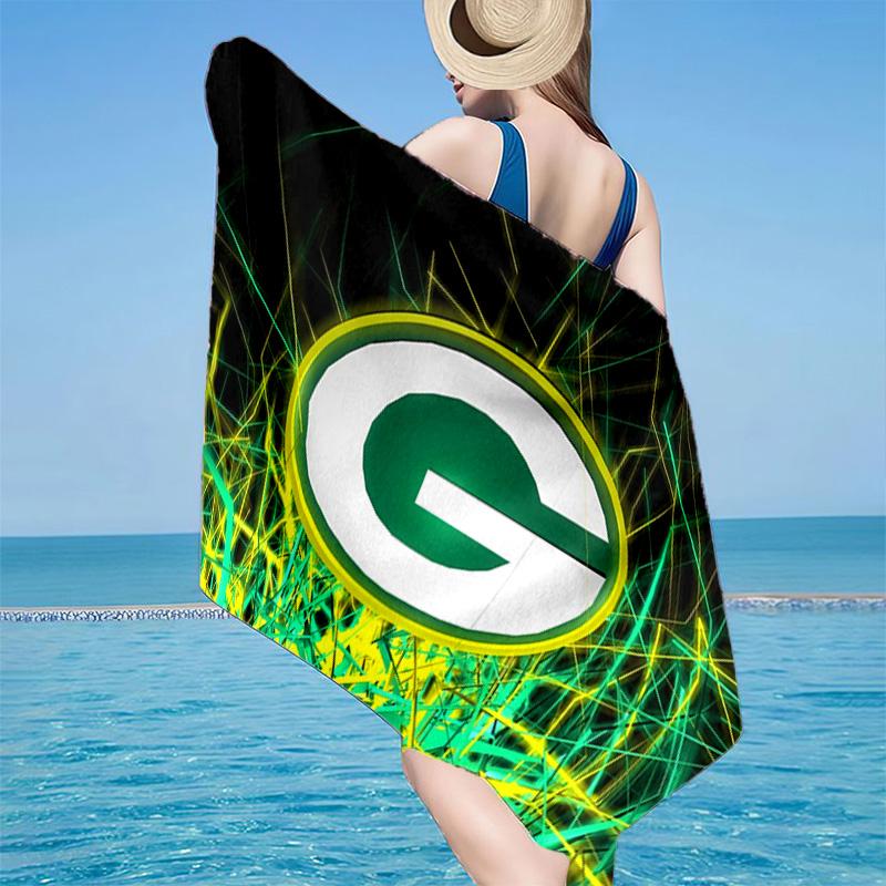Green Bay Packers Logo Microfiber Beach Towel, Lightweight And Quick-Dry, for Summer Travel, Beach Essential, Swimming Pool