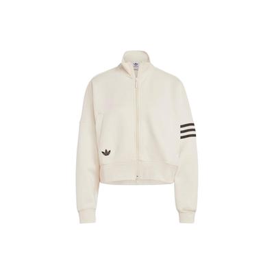 Originals Trefoil Logo Высокий воротник 3-полосная спортивная куртка на молнии Женская куртка Miracle-White IB7316