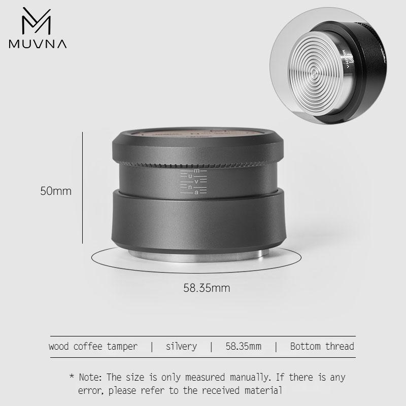 Темпер для эспрессо MUVNA V2, Кофейный темпер с медленным возвратом и основанием из нержавеющей стали с волнистым рисунком для портафильтров 51 мм/53 мм/58 мм