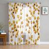 Yellow Watercolor Leaf Window Tulle Curtains For Living Room Kitchen Christmas Home Decor Sheer Voile Curtains